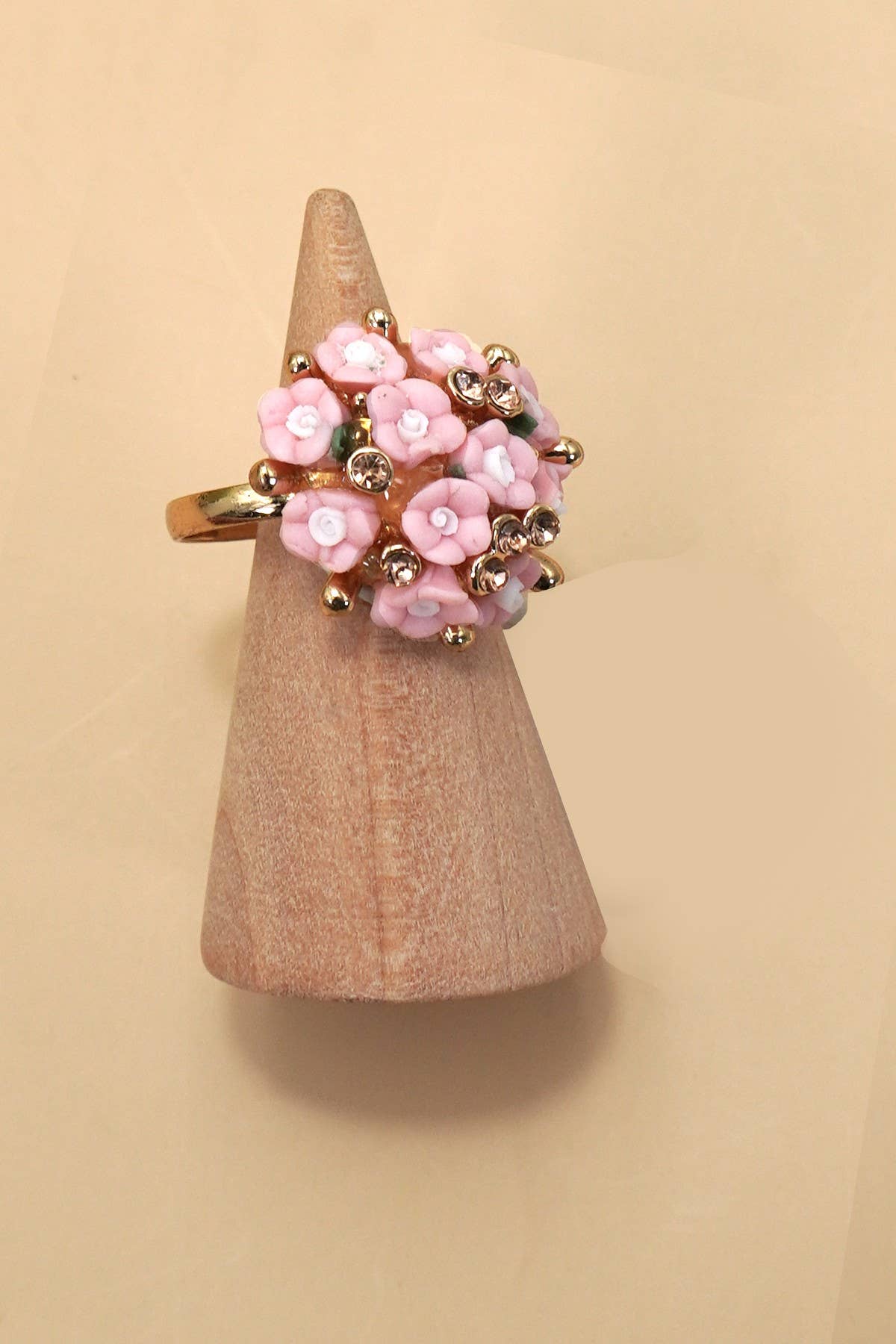 Adjustable Blossom Gold Floral Statement Ring