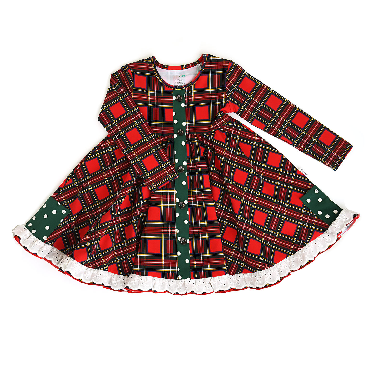 Holly Jolly Plaid and Polka Dot Dress