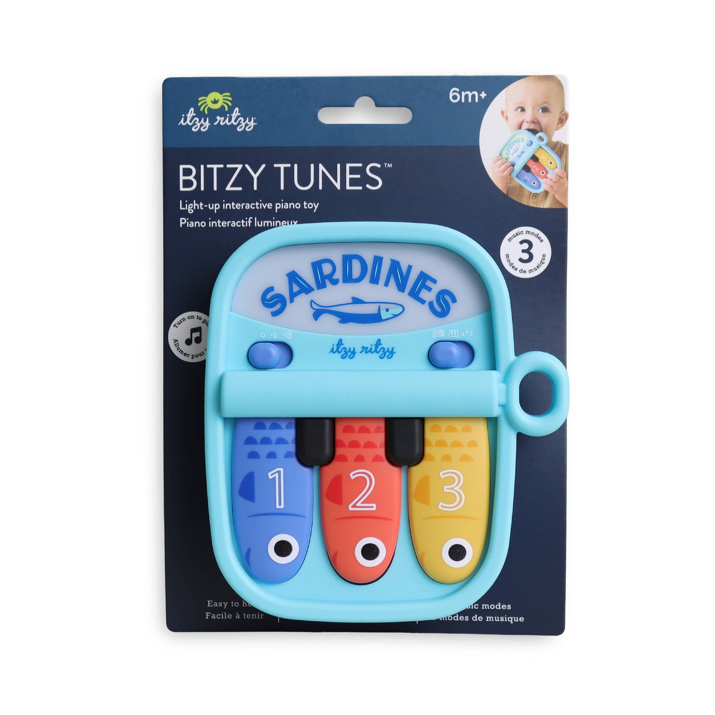 Italy Ritzy | Bitzy Tunes™ Sardines - Light-up Interactive Piano Toy