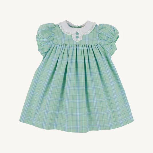 TBBC | Mary Dal Dress - Pelham Bay Plaid (Green) with Worth Avenue White