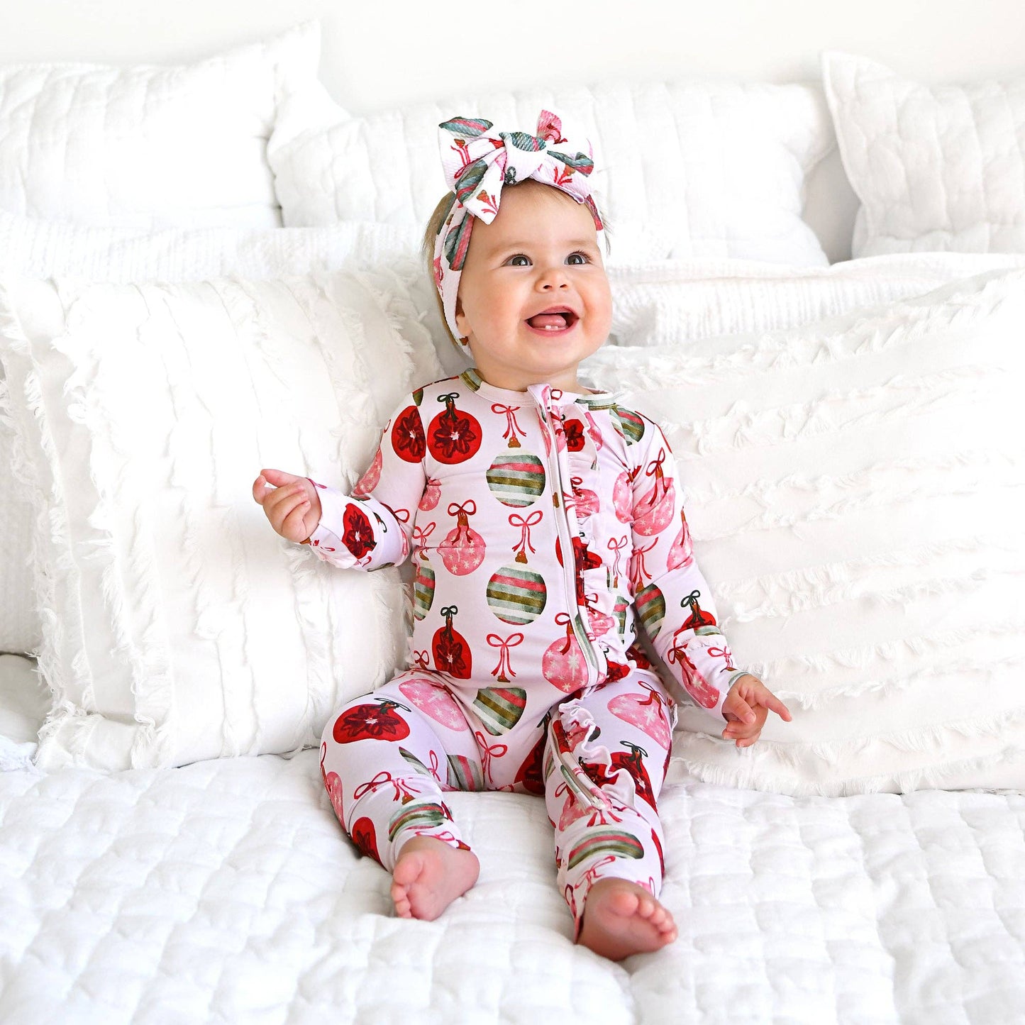 Kit Ornaments Ruffle Bamboo Zip Romper