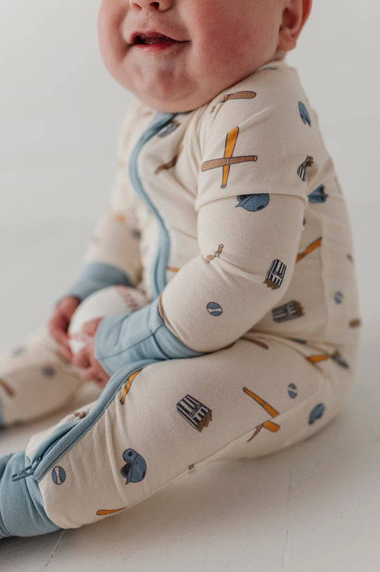 Take Me Out to the Ballgame - Long Sleeve Bamboo Zipper Romper