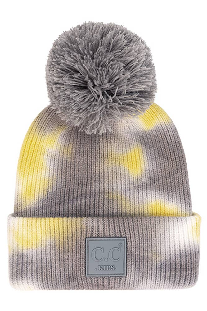 CC Kids Tie Dye with Rubber Patch Pom Beanie
