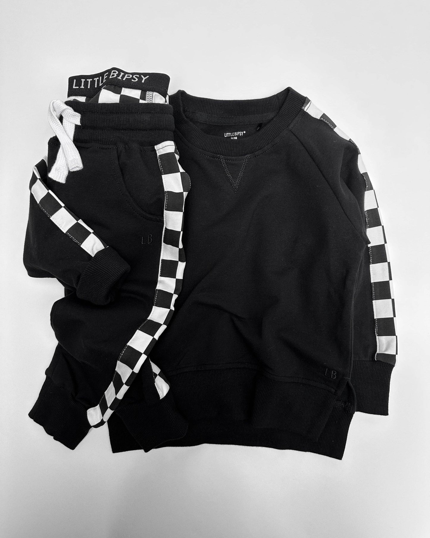 Side Checkered Joggers and Pullover Set