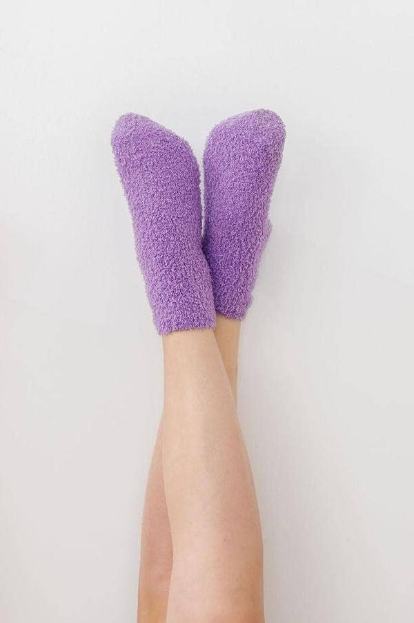 Lilac/Coconut Bow Cozy Socks