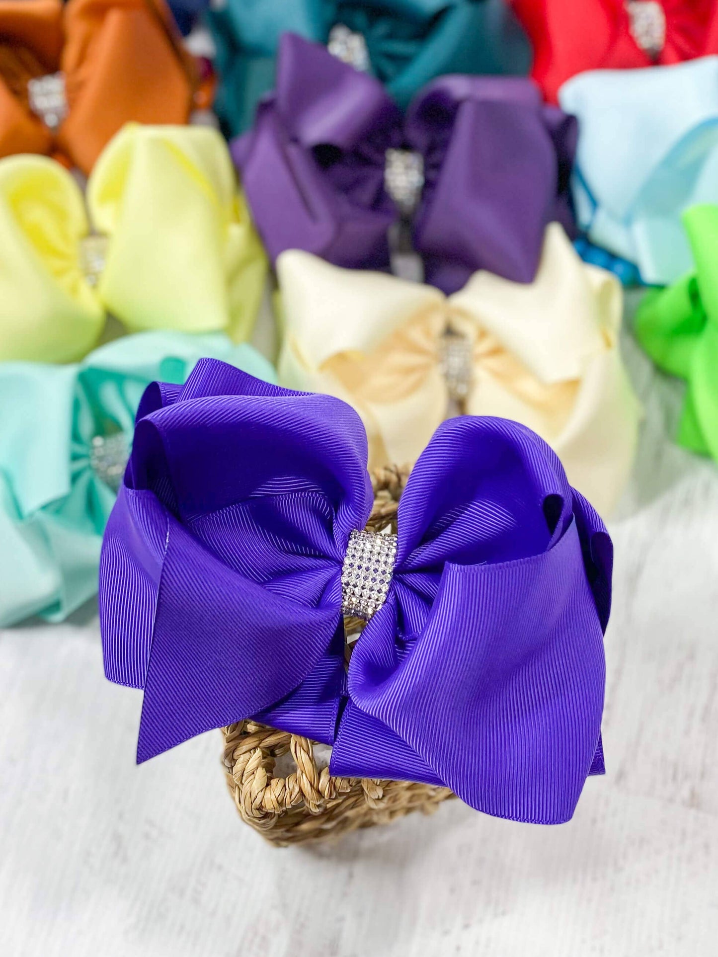 Oversize Rhinestone Hair Bows - Alligator Clip - 5.5"