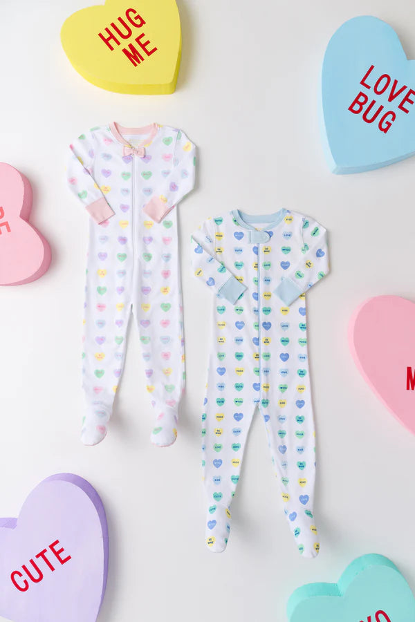 TBBC | Knox’s Night Night Footed - We Heart You (Buckhead Blue) with Buckhead Blue