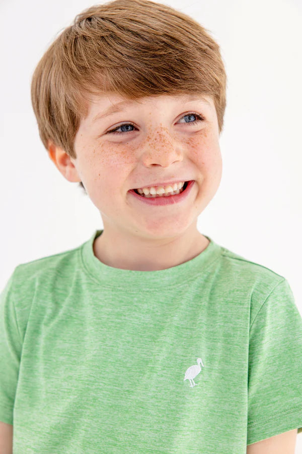 TBBC | Prepletic™ Carter Crewneck - Grafton Green (Heathered) with Worth Avenue White Stork