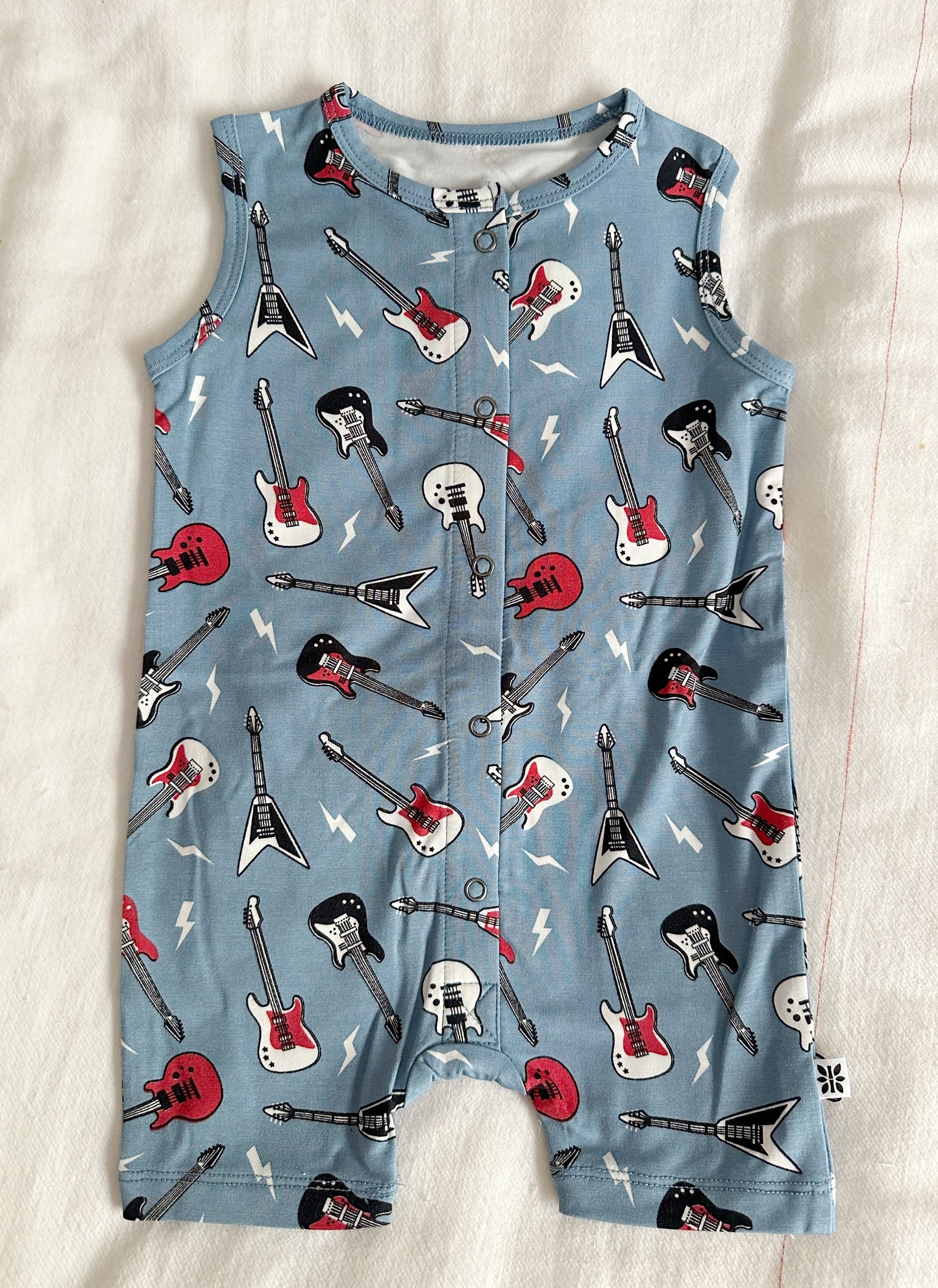 Sweet Bamboo Tank Romper - Rock N Roll Blue