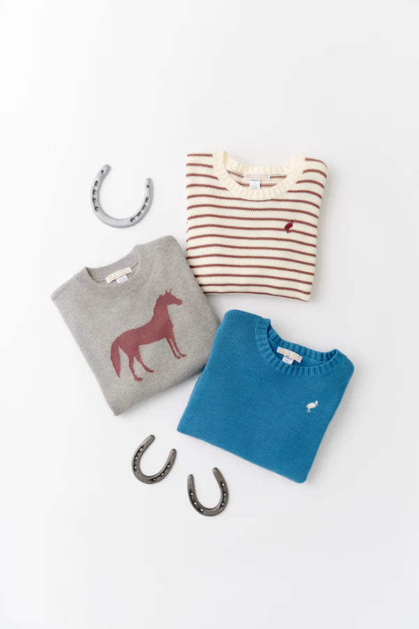 TBBC | Isaac's Intarsia Sweater - Grantley Gray (Heathered) with Horse Intarsia