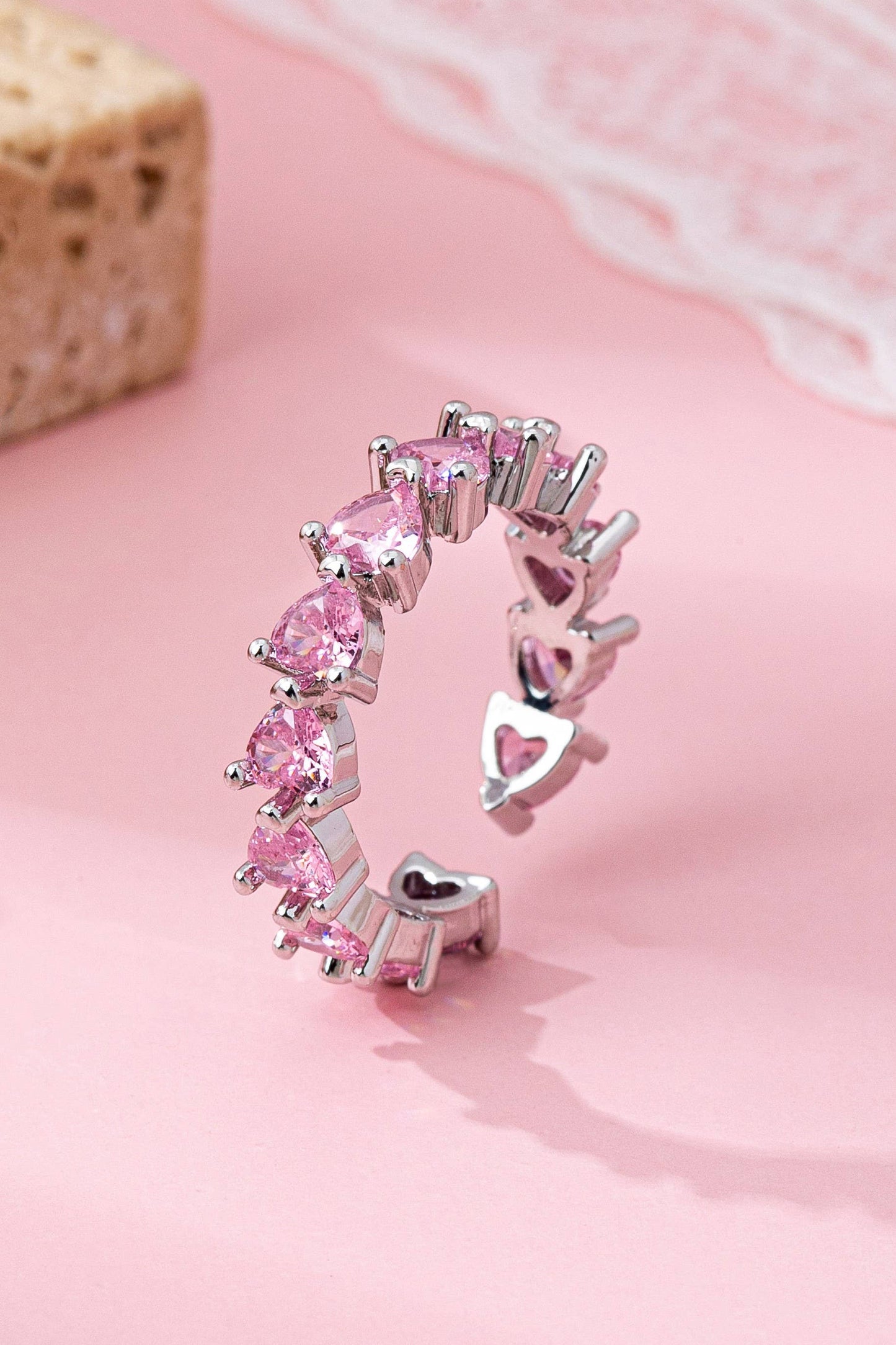 Pink Heart Eternity Band Ring
