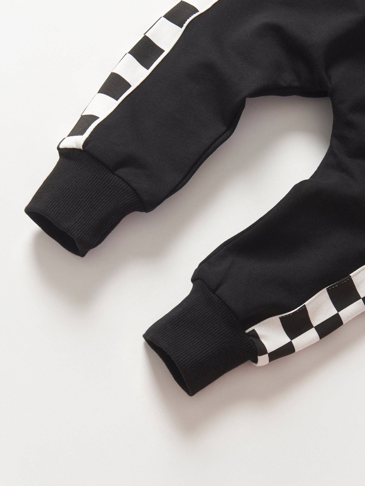 Side Checkered Joggers and Pullover Set