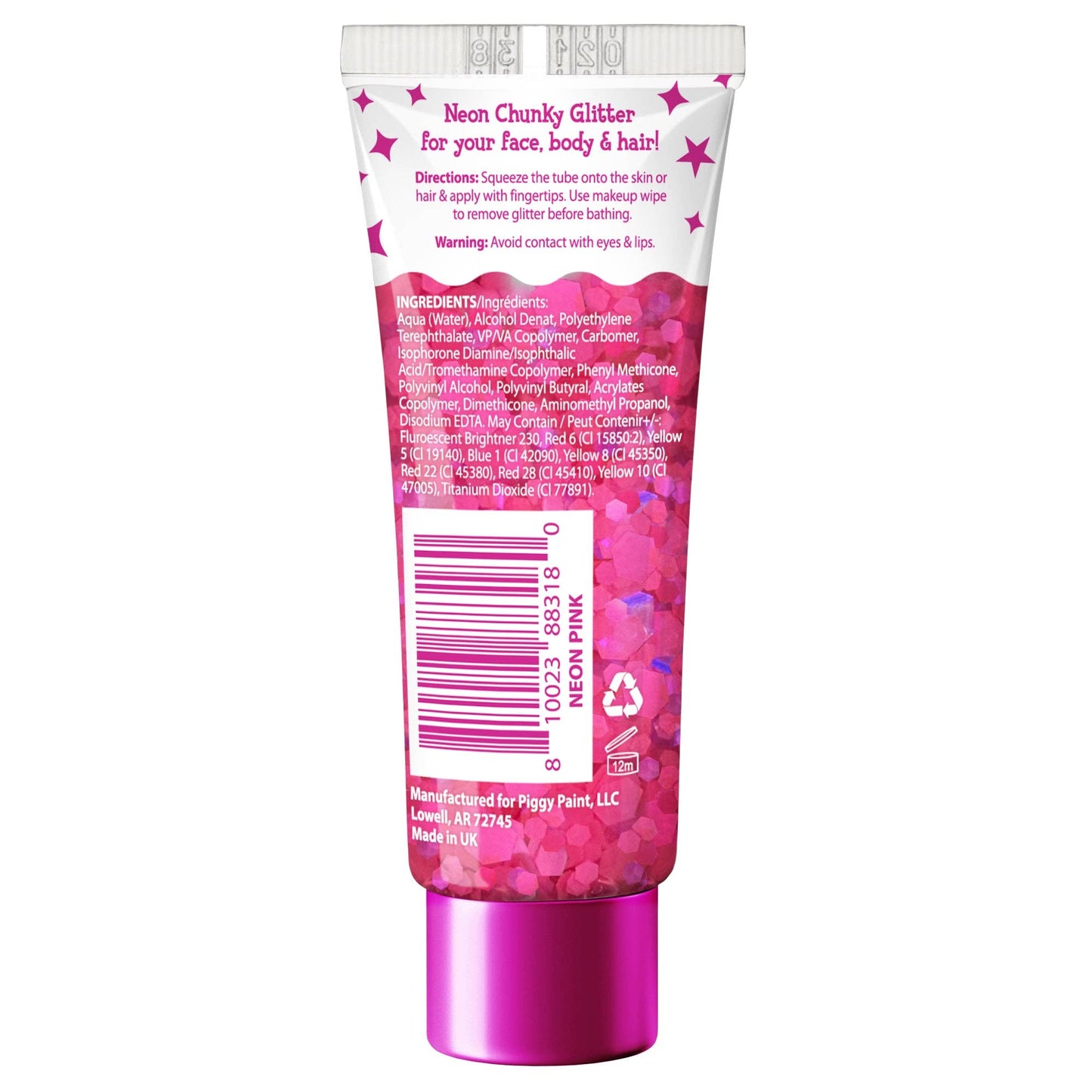 Piggy Paint - Chunky Confetti Glitter Gel - Neon Pink