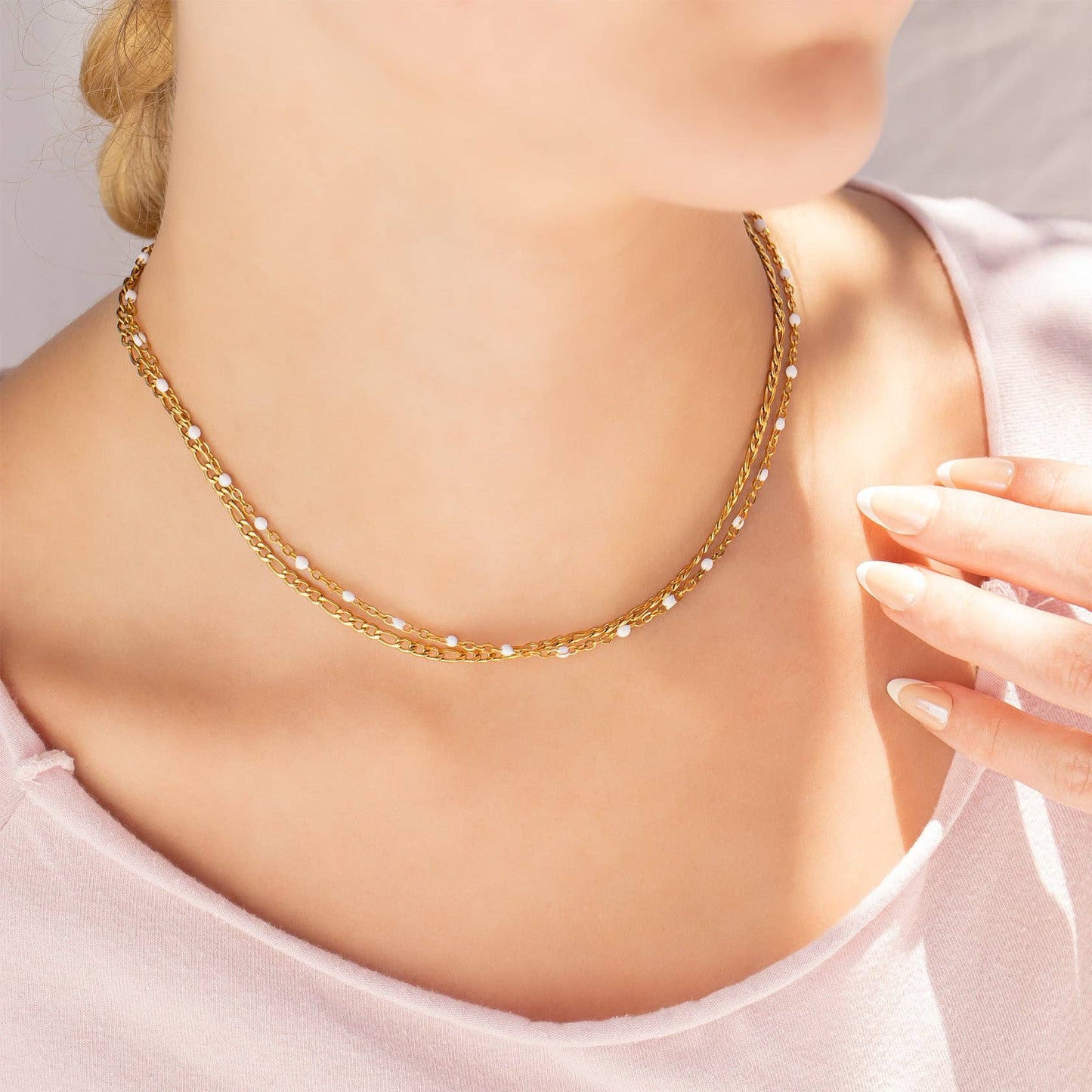 White Confetti Chain Necklace