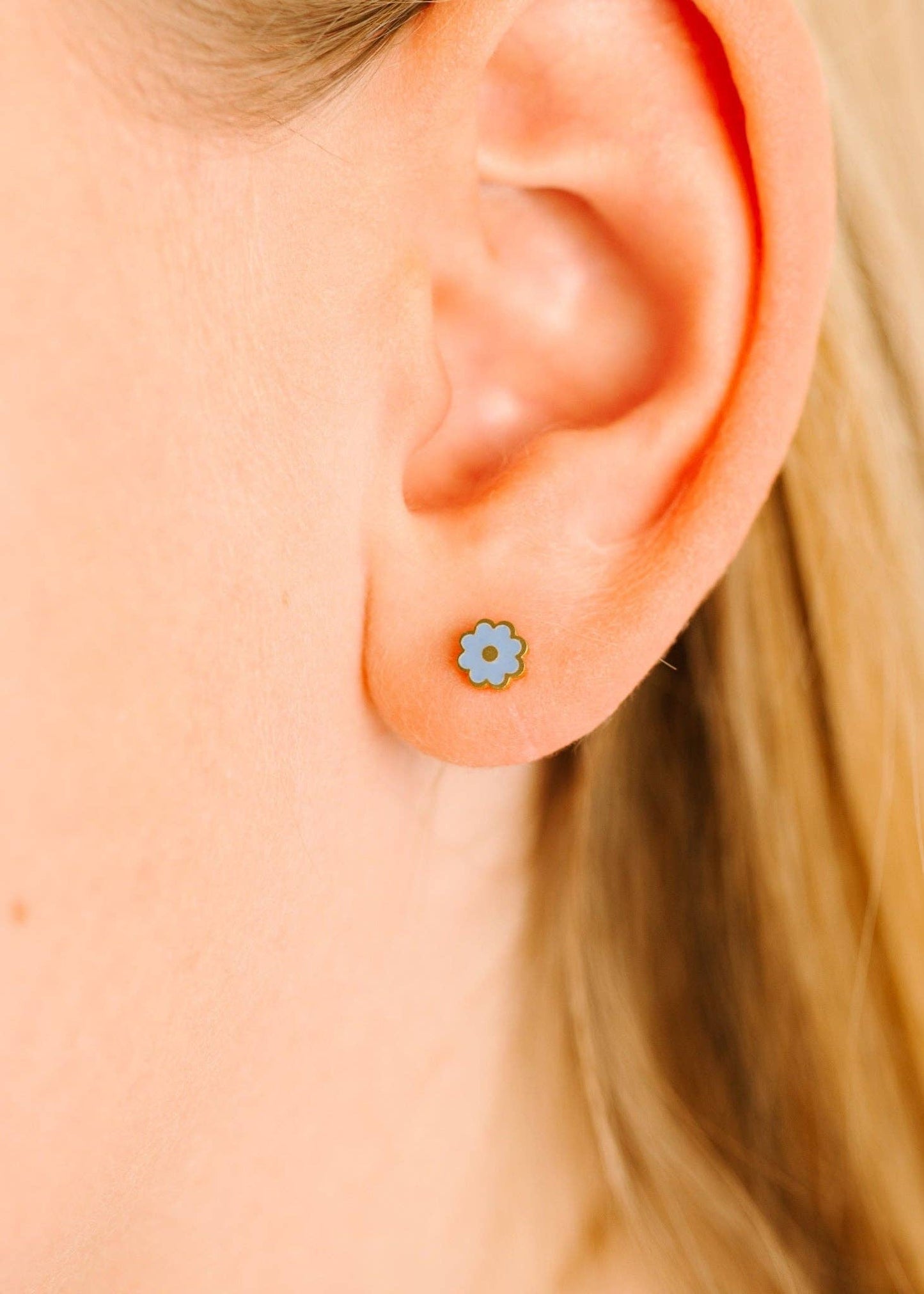 Tiny Blue Flower Earrings