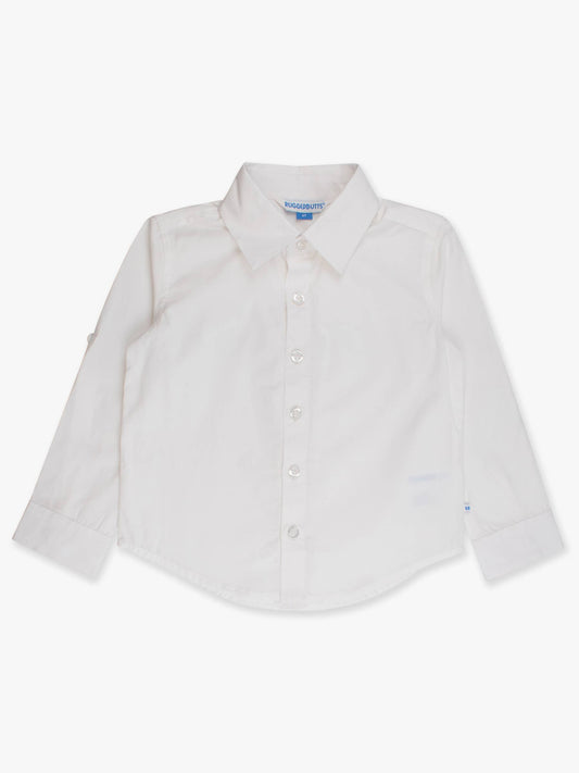 RuffleButts + RuggedButts - Boys White Long Sleeve Button Down Shirt