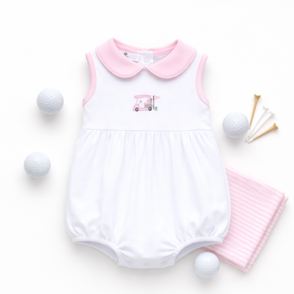 Magnolia Baby | Little Golfer Collared Bubble - Pink