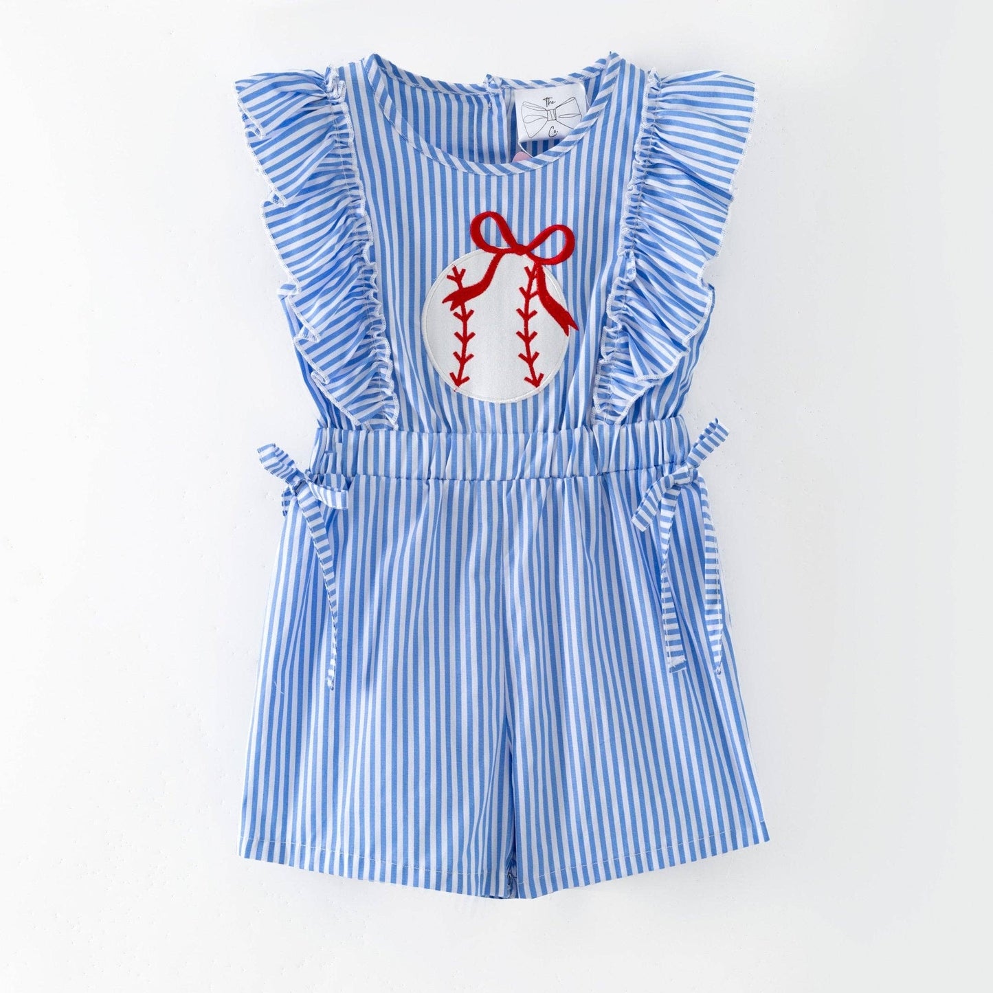 Baseball Applique Bow Romper