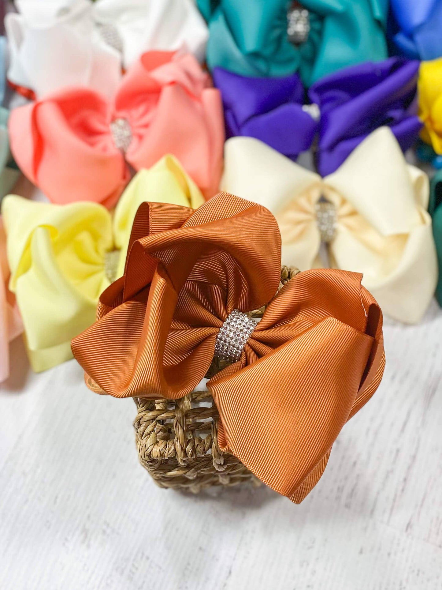 Oversize Rhinestone Hair Bows - Alligator Clip - 5.5"