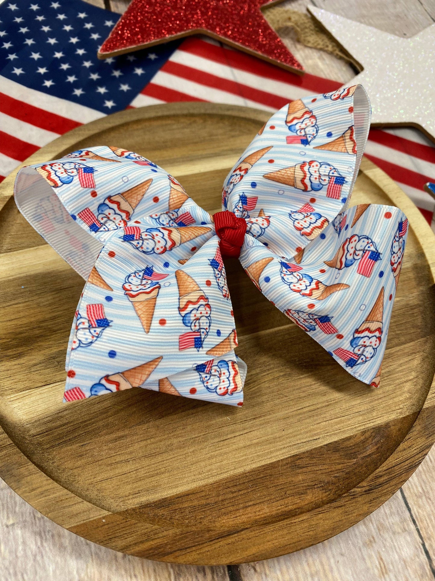 American Ice Cream Cones Hair Bow