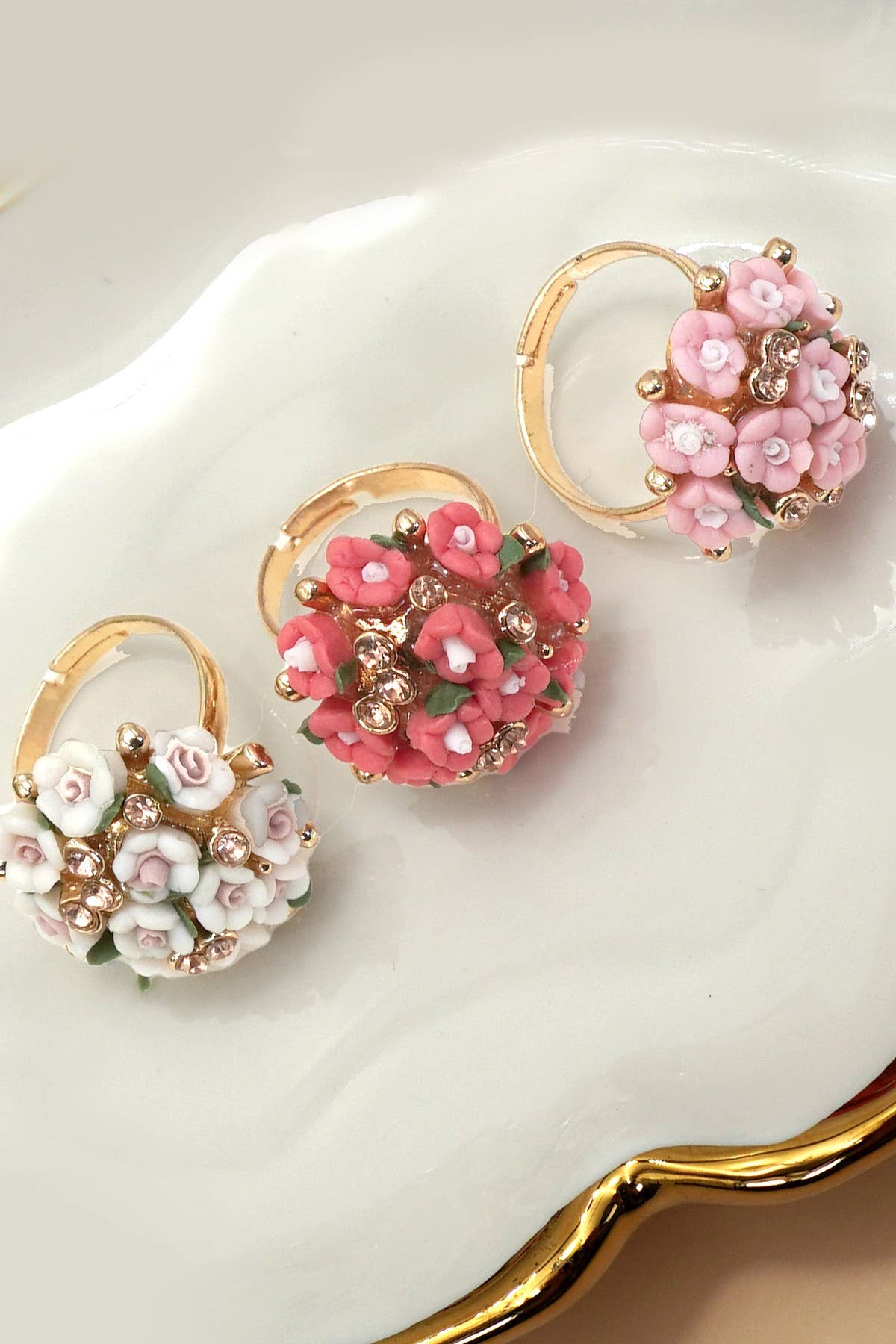 Adjustable Blossom Gold Floral Statement Ring