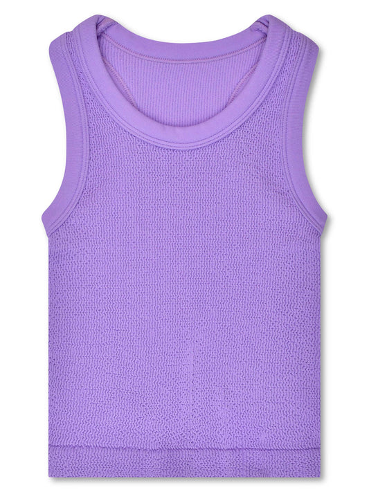 Vivid Violet Smocked Racerback Tank Top