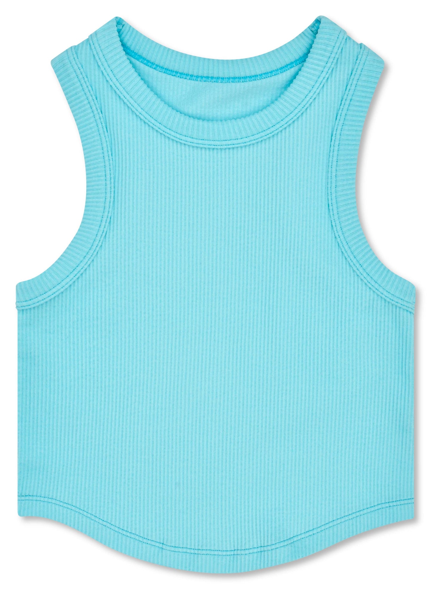 Ice Blue Cropped Racer Back Tank Top