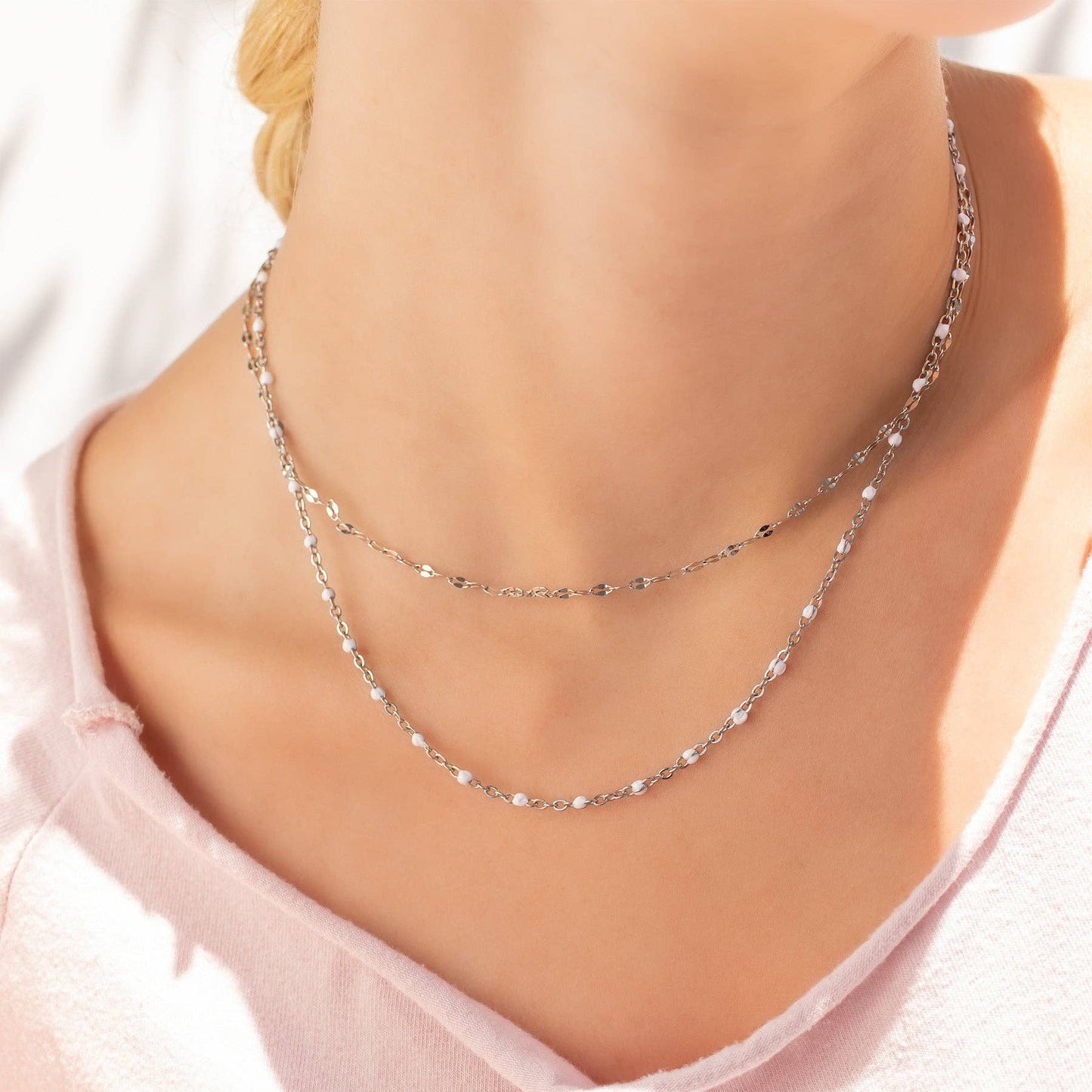 White Confetti Chain Necklace