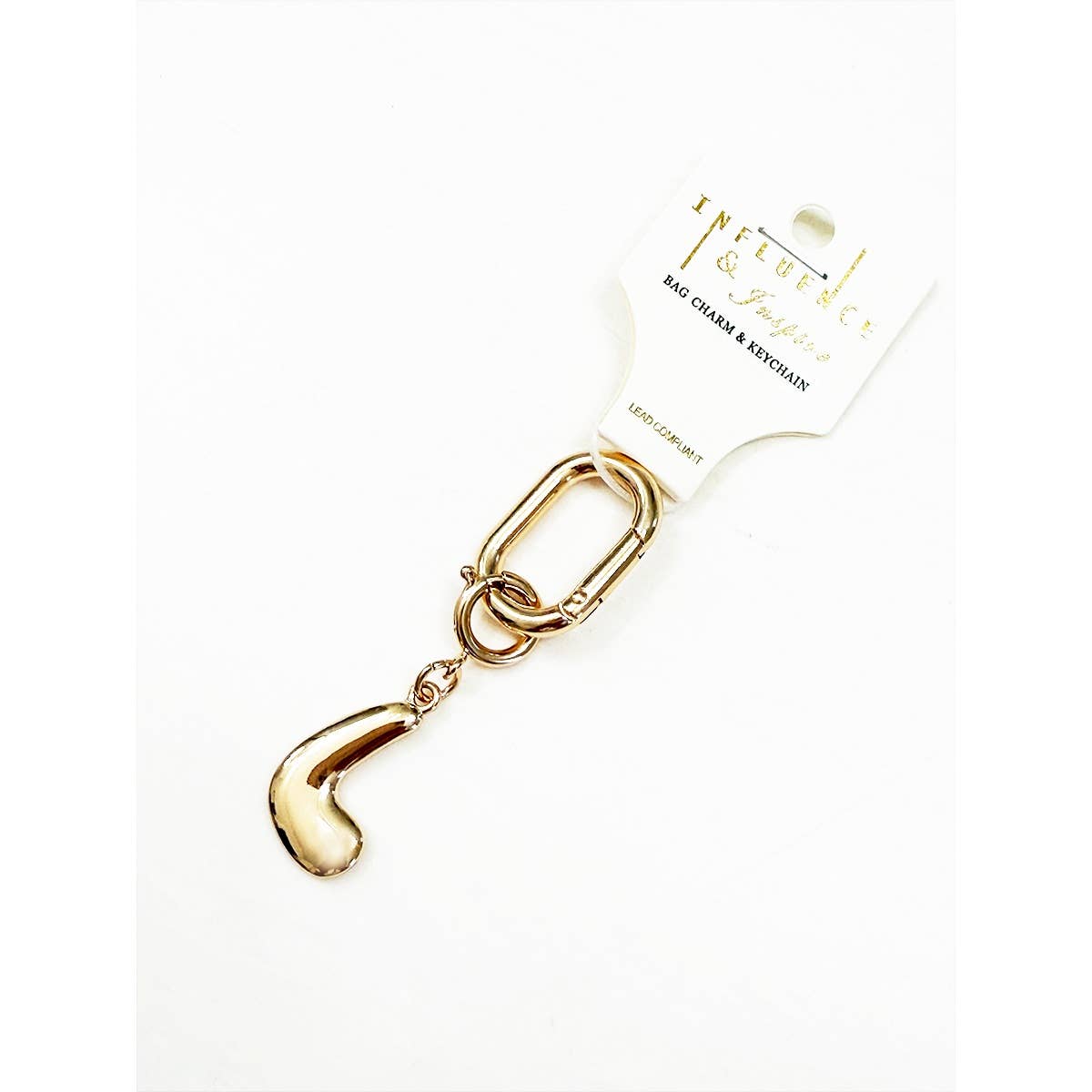 Gold Initial Bag Charm Key Chain