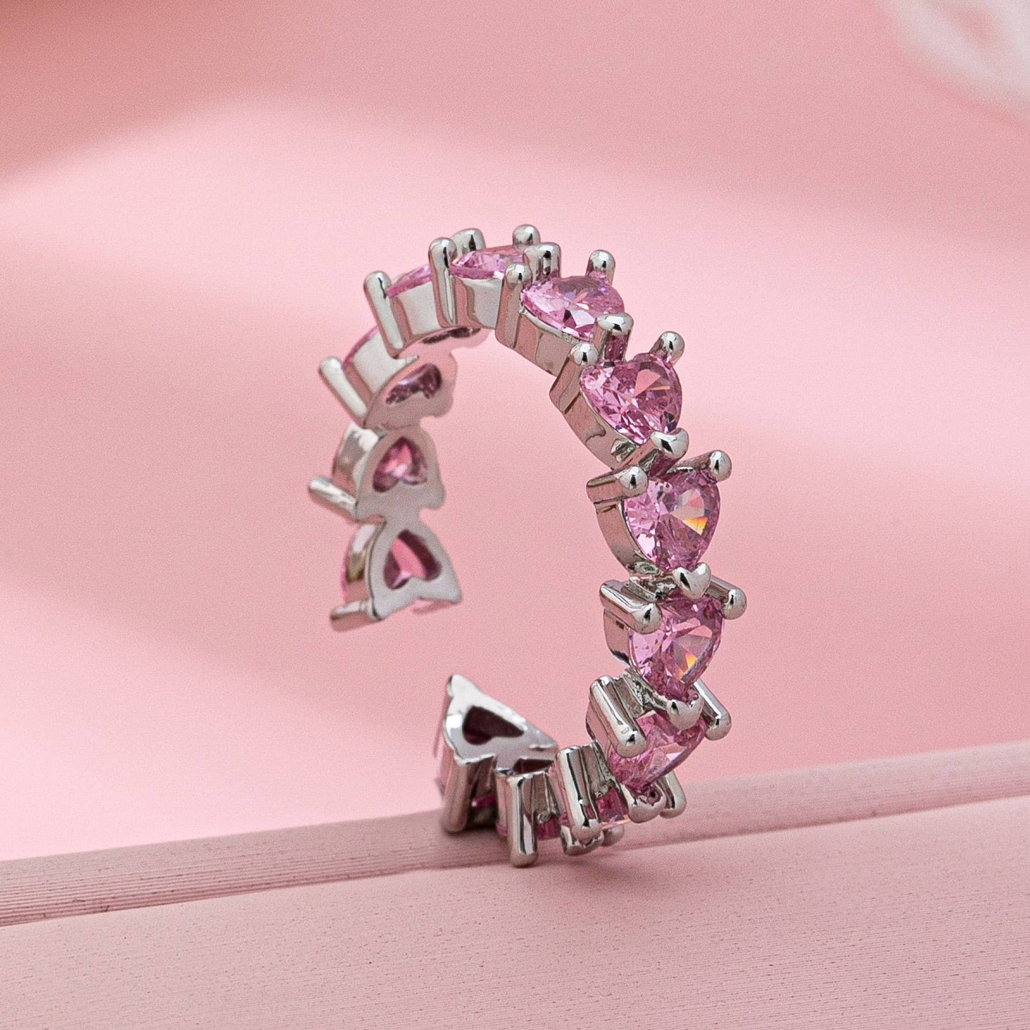 Pink Heart Eternity Band Ring