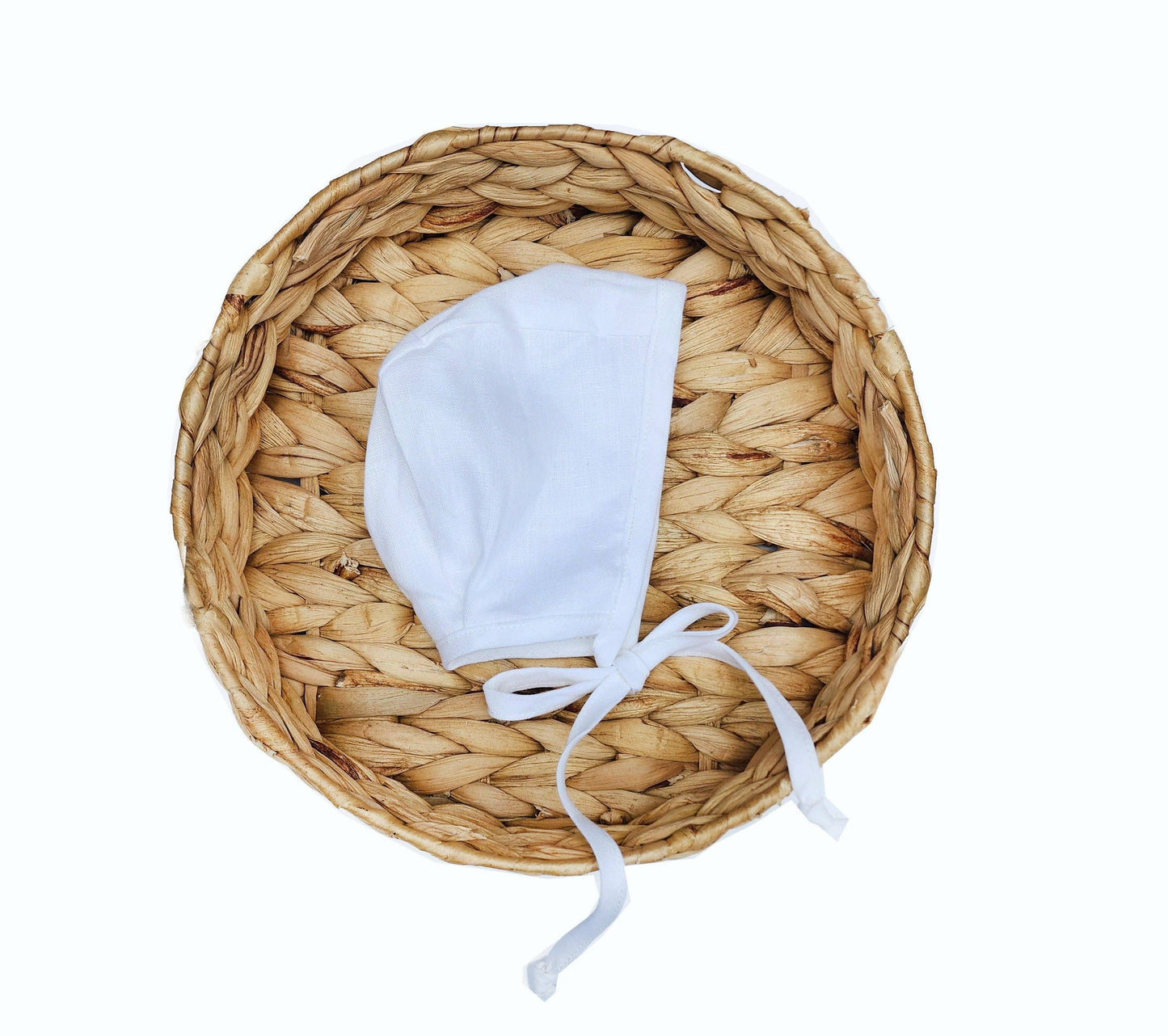 White Linen Bonnet