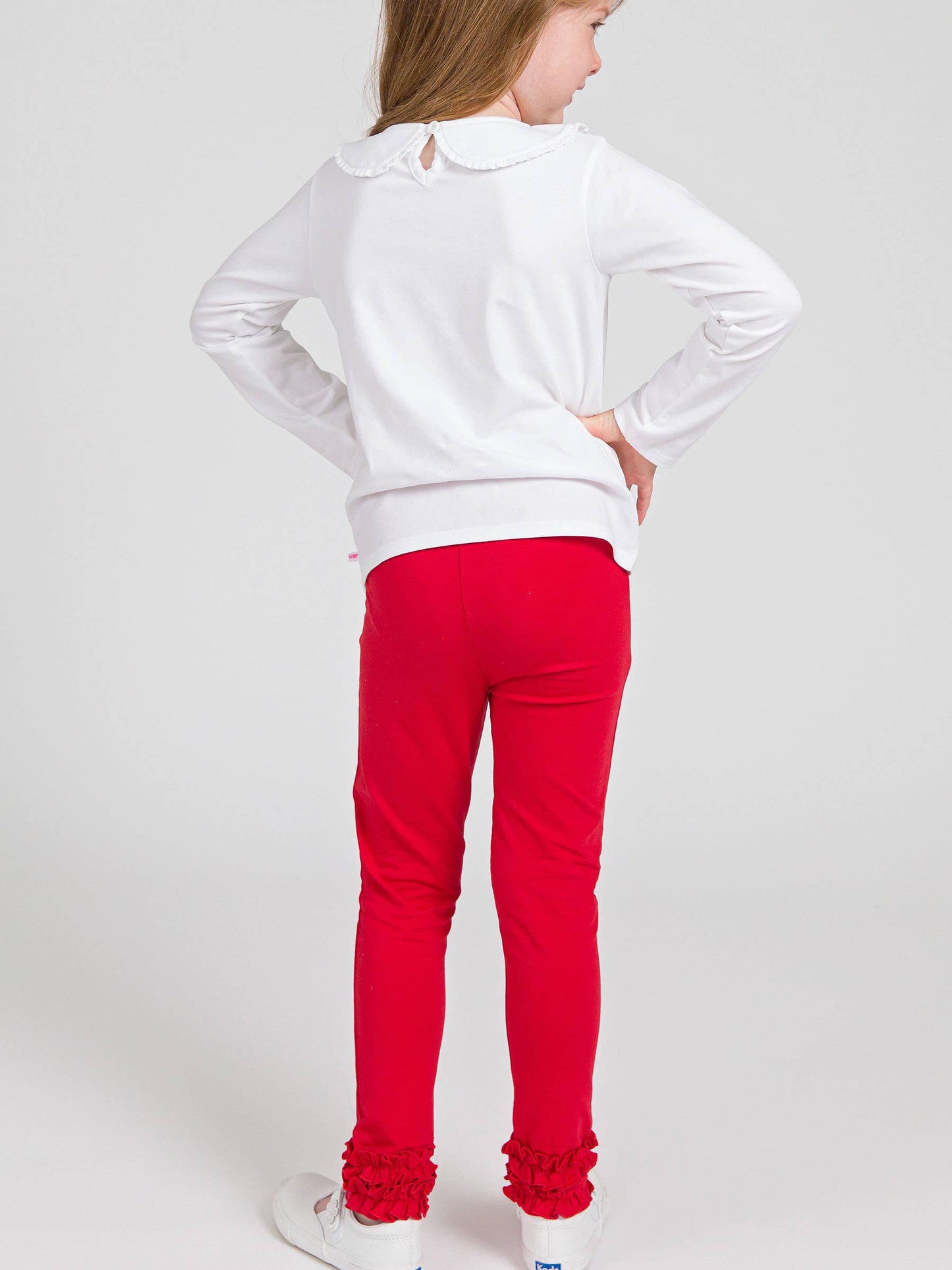 RuffleButts + RuggedButts - Girls Red Classic Ruffle Leggings