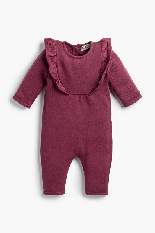 Double Ruffle Sweater Romper | Plum Purple