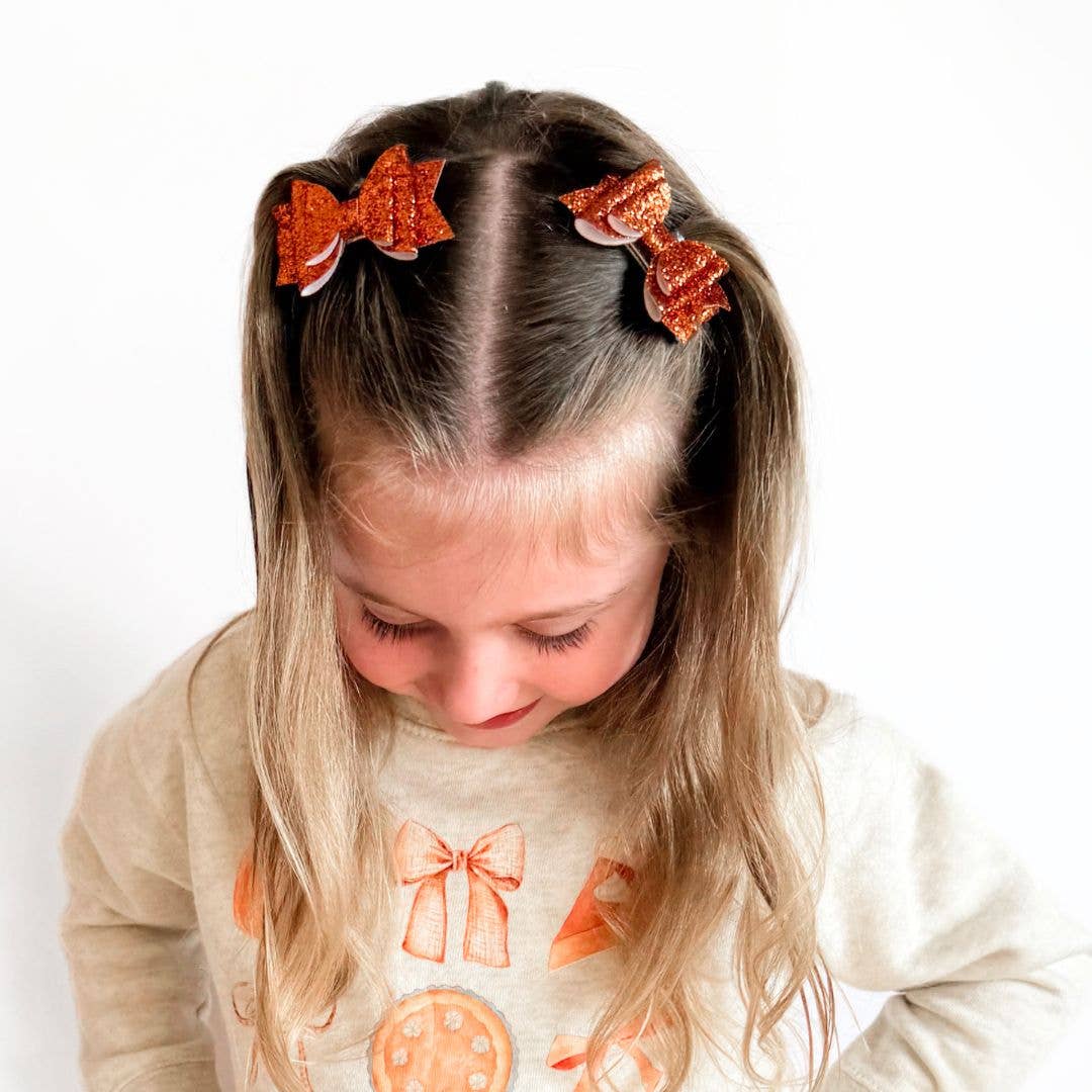 Spice Glitter Hair Bow Clip Set