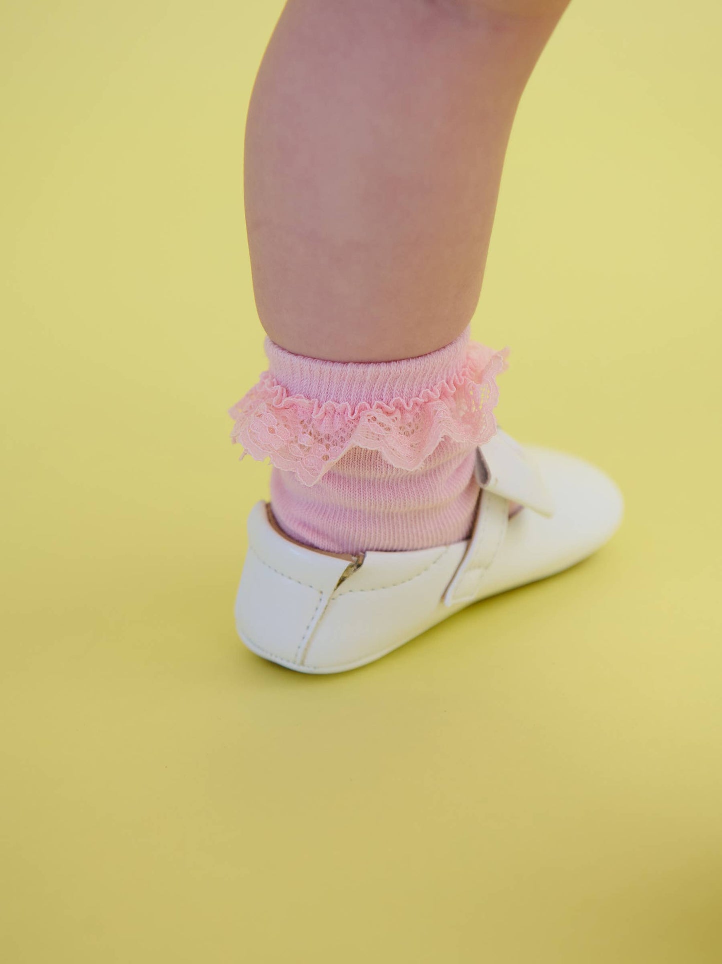 RuffleButts + RuggedButts - Girls Pink 3-Pack Ruffle Ankle Socks