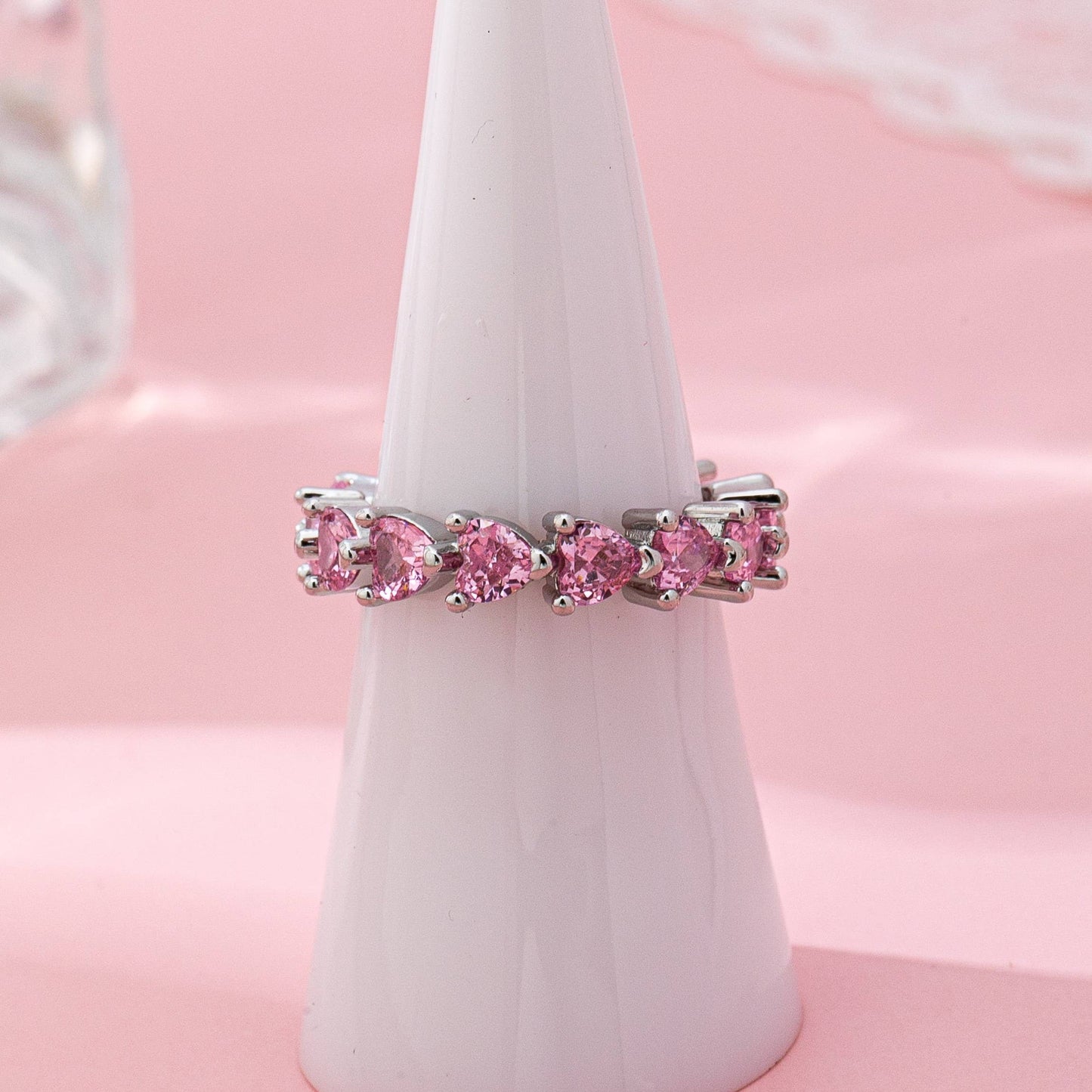 Pink Heart Eternity Band Ring