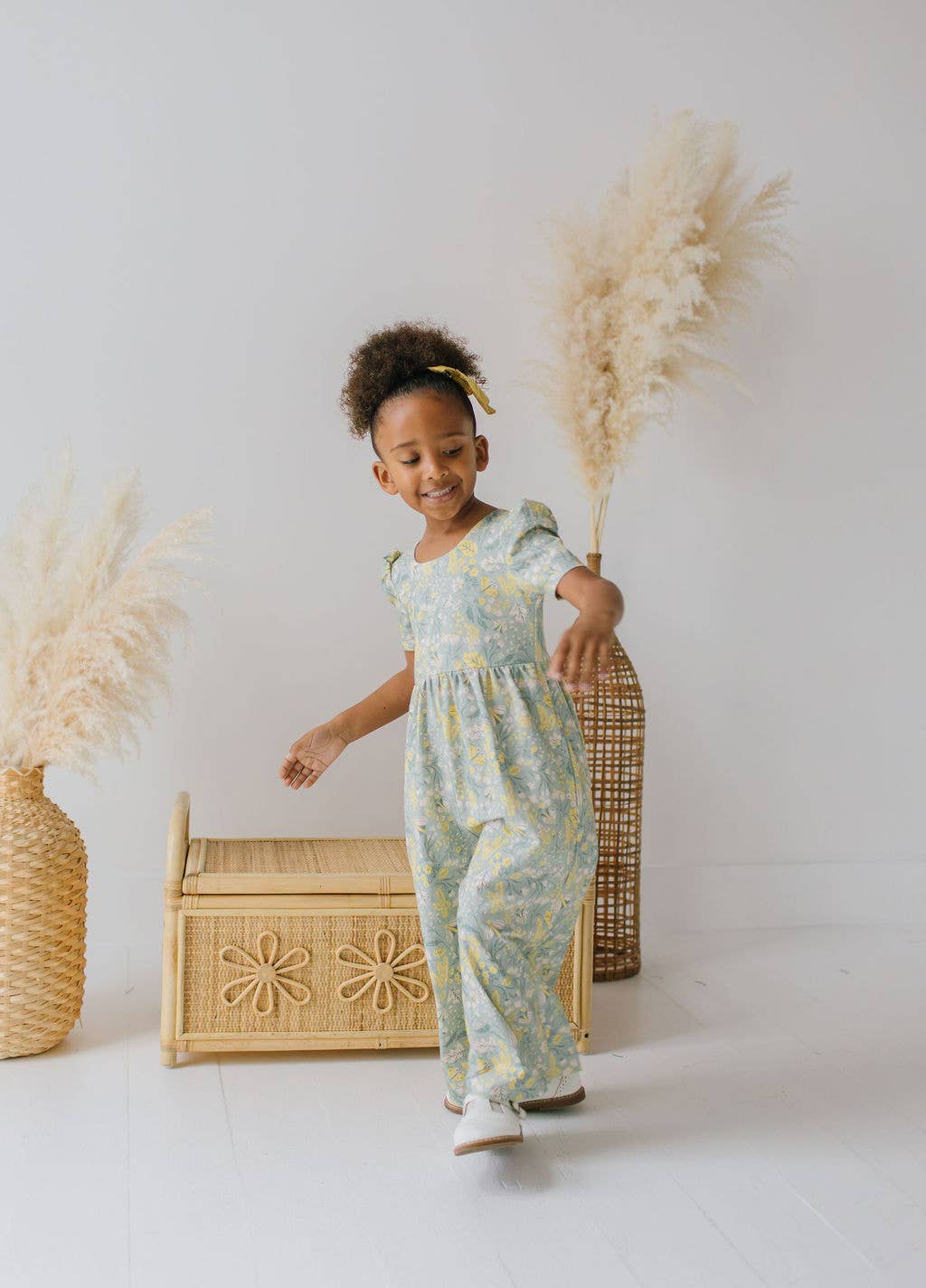 Ollie Jay | Puff Leggy Romper in Sunlit Sage
