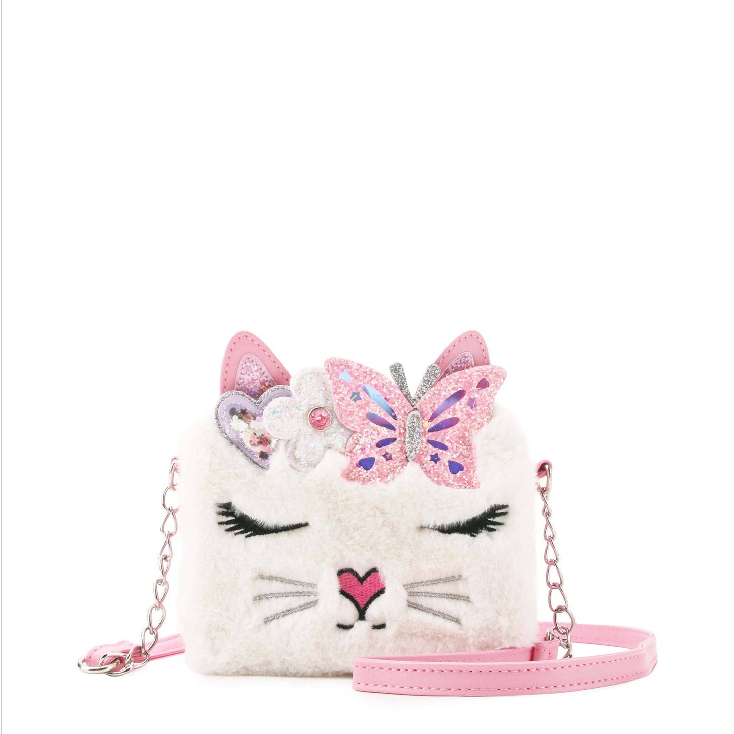 OMG Accessories - Miss Bella Kitty Cat White Plush Crossbody Bag