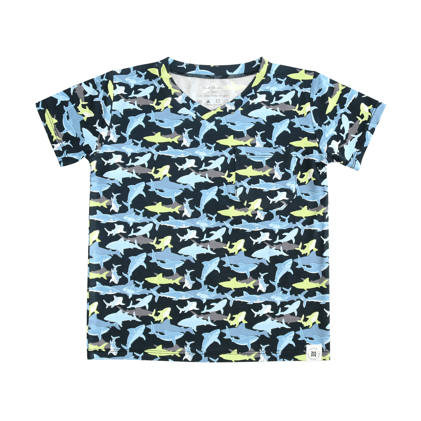 Sweet Bamboo - V-Neck Top Neon Sharks
