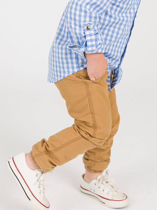 RuffleButts + RuggedButts - Boys Dark Khaki Jogger Pants