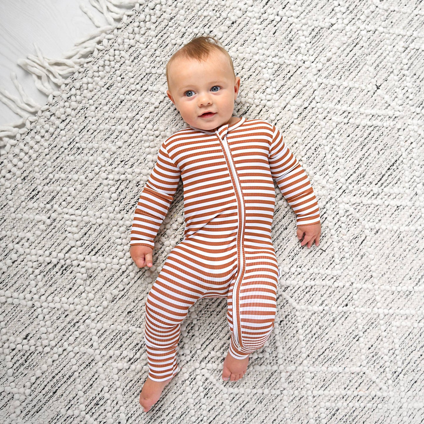 Chase Brown Ribbed Bamboo Zip Romper