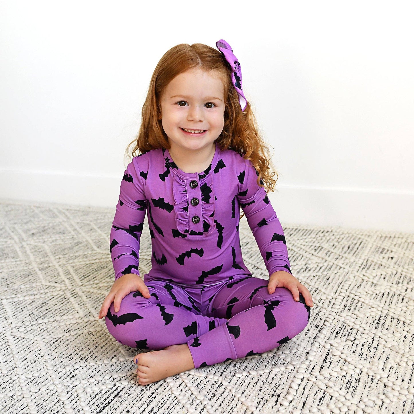 Echo Purple Bat Ruffle Two Piece Pajamas