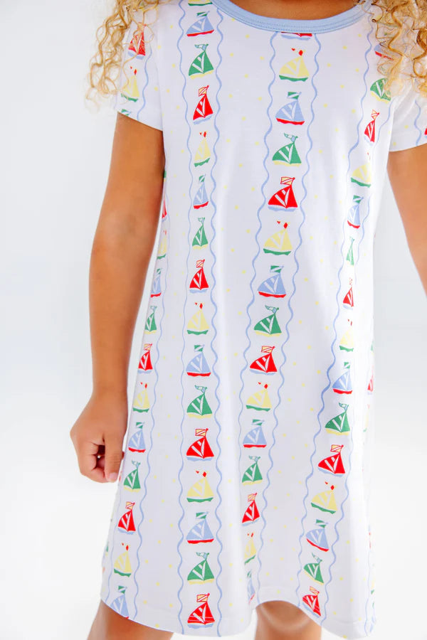 TBBC | Short Sleeve Polly Play Dress - Set Sail with Beale Street Blue