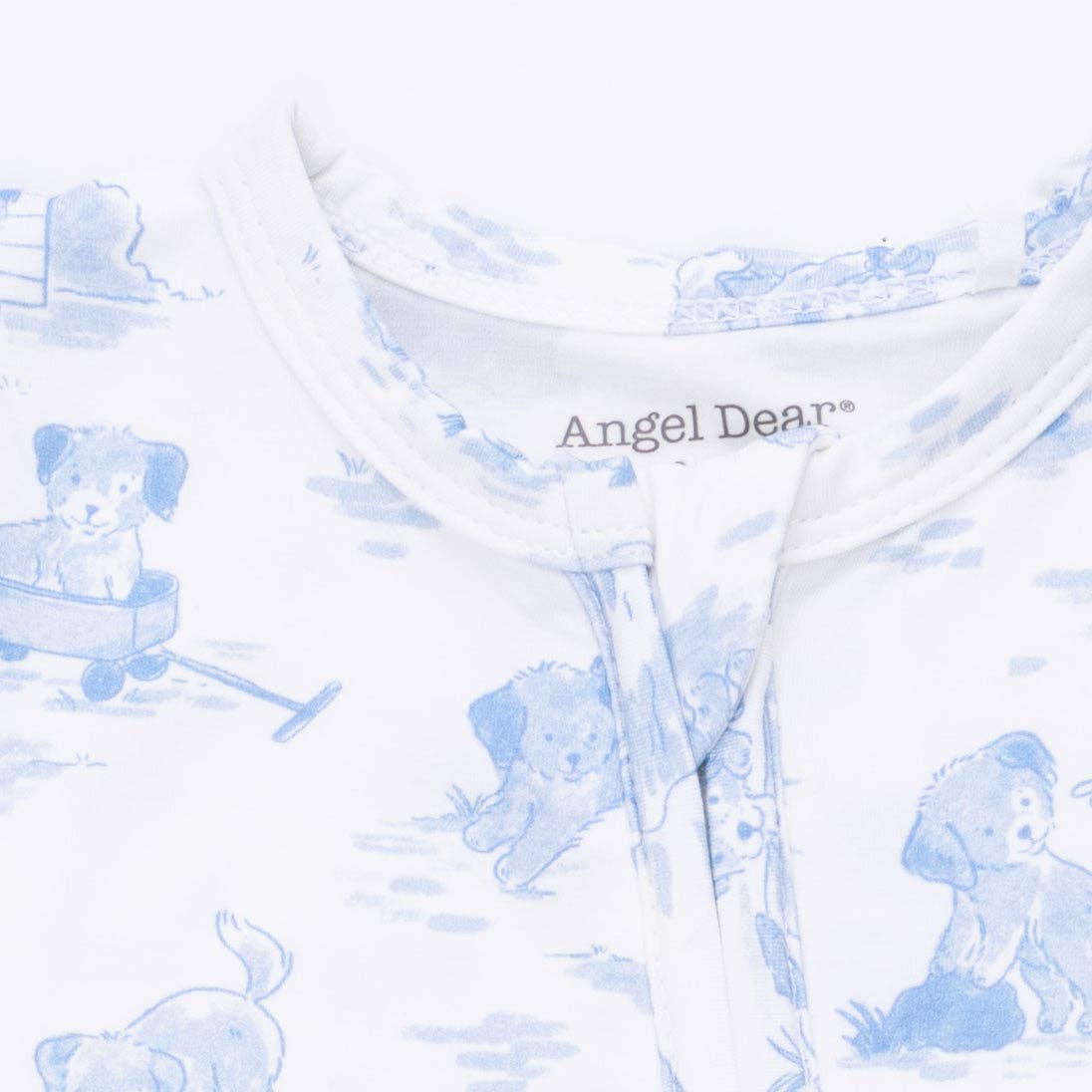 Angel Dear | Puppy Toile Blue - 2 Way Zipper Footie