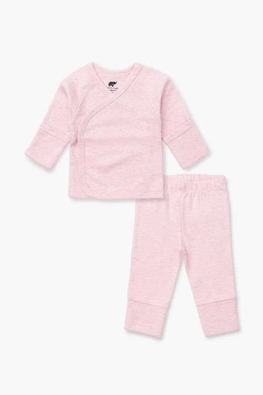 Light Pink Heather Hello Baby Set | 100% Organic Cotton