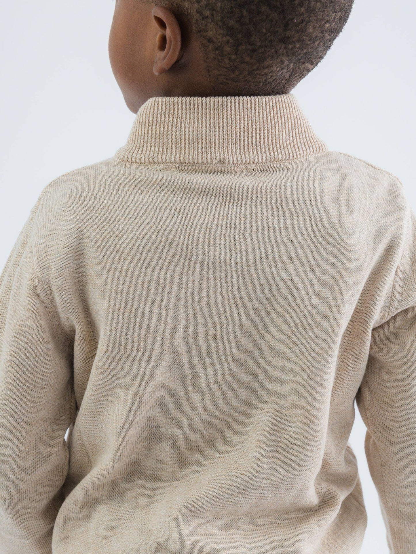 RuffleButts + RuggedButts - Boys Heather Oatmeal Quarter-Zip Sweater