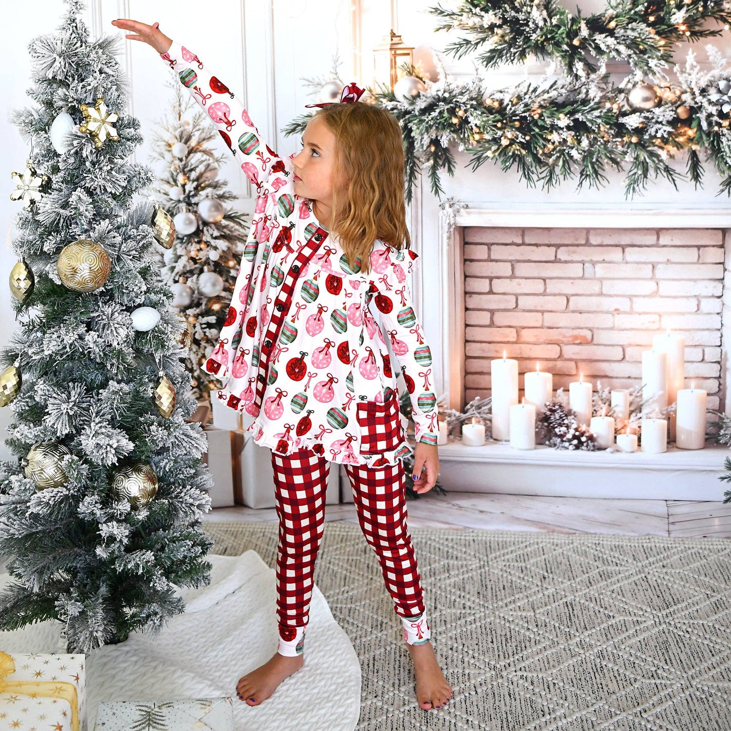 Kit Ornaments and Plaid Peplum Set