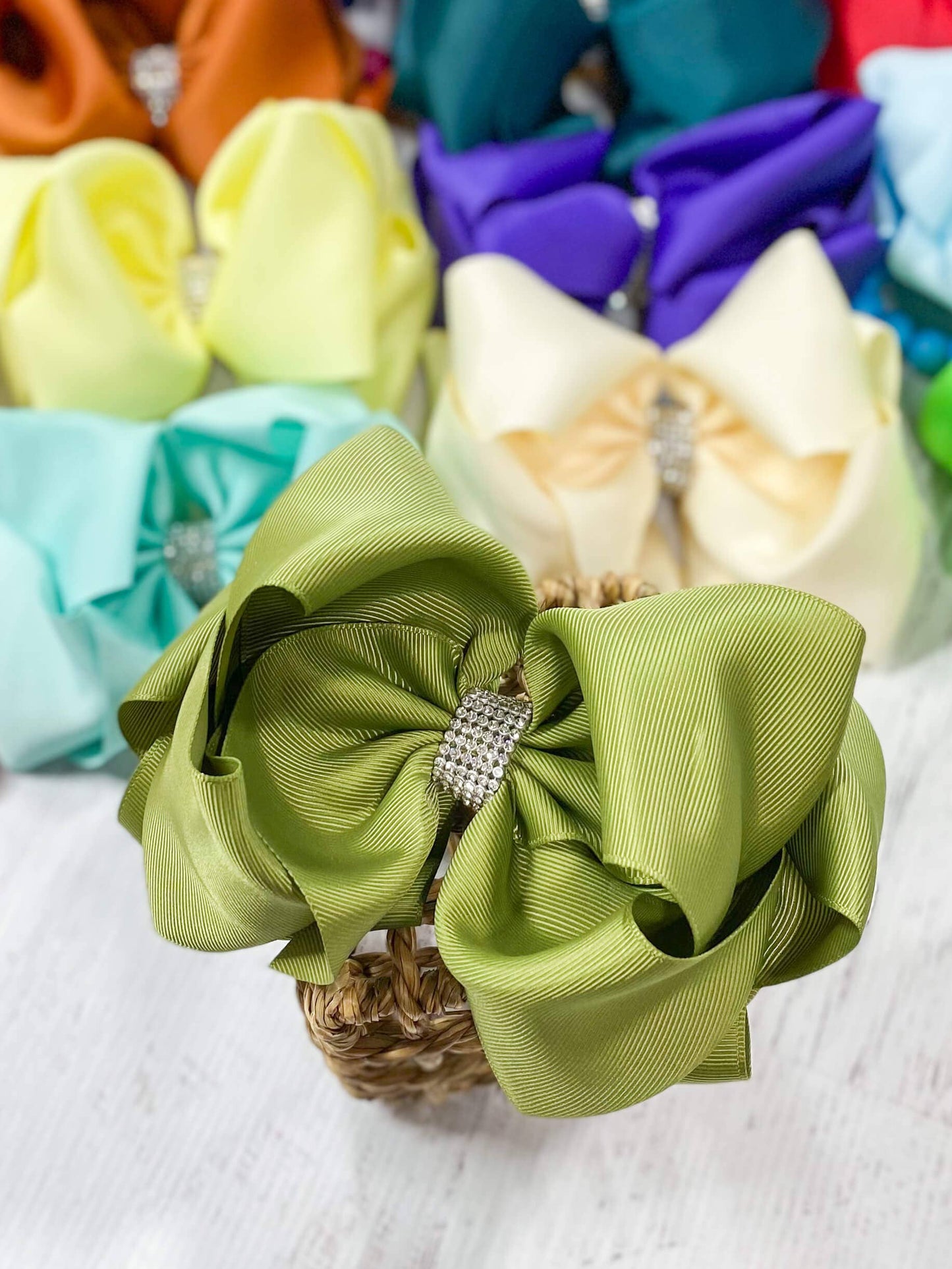 Oversize Rhinestone Hair Bows - Alligator Clip - 5.5"