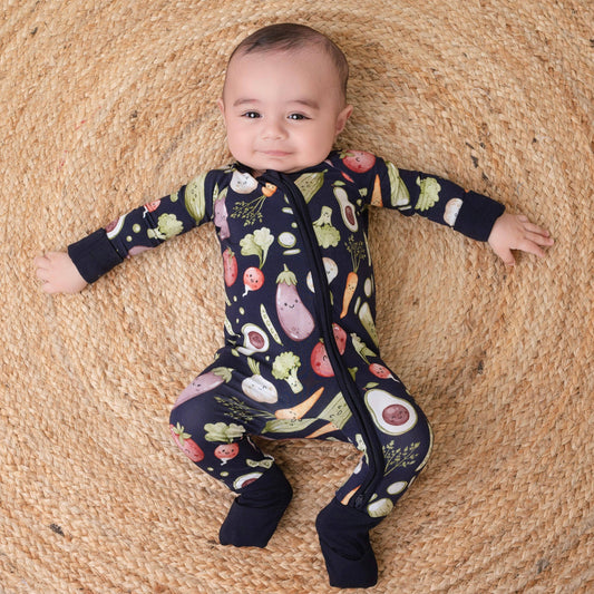 I Love You Veggie Much Baby Bamboo Zipper Romper Pajamas