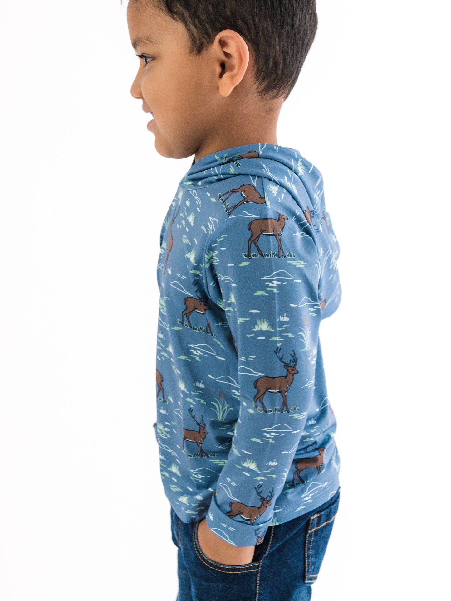 RuffleButts + RuggedButts - Boys Deer Antler Adventure Performance Hooded Shirt